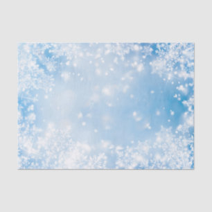 White Snowflakes over Blue Background Winter Tissue Paper