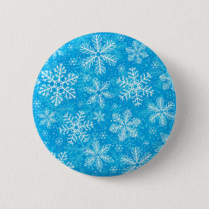 White snowflakes pattern 6 cm round badge