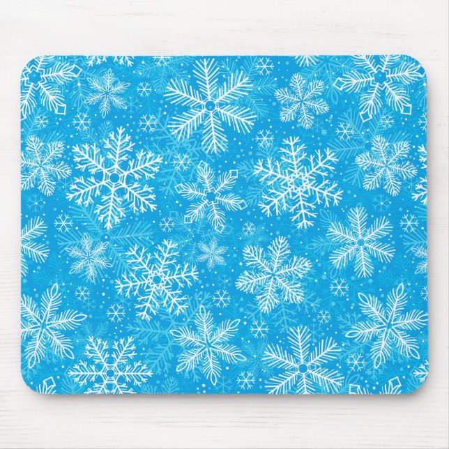 White snowflakes pattern mouse pad (Front)