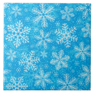 White snowflakes pattern tile