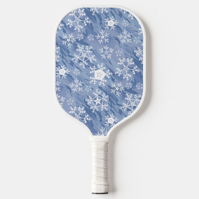 White Snowflakes Pickleball Paddle (Front)