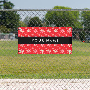 White Snowflakes, Red, Your name, Personalise Banner