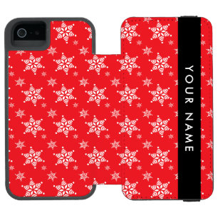 White Snowflakes, Red, Your name, Personalise Incipio Watson™ iPhone 5 Wallet Case