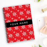 White Snowflakes, Red, Your name, Personalise Planner<br><div class="desc">Cute,  fun and adorable pattern with white snowflakes on red background. Modern and trendy gift,  perfect for the snow lover in your life. Personalise by adding your name,  nickname,  monogram or initials.</div>