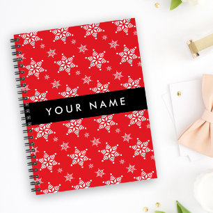 White Snowflakes, Red, Your name, Personalise Planner