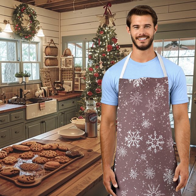 White Snowflakes Rose Pink Apron (Creator Uploaded)