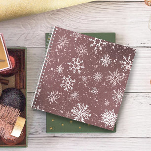 White Snowflakes Rose Pink Notebook