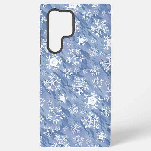 White Snowflakes Samsung Galaxy S22 Ultra Case (Back)