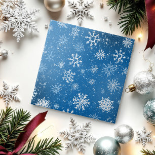 White Snowflakes Sapphire Blue Ceramic Tile