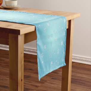 White Snowflakes Short Table Runner