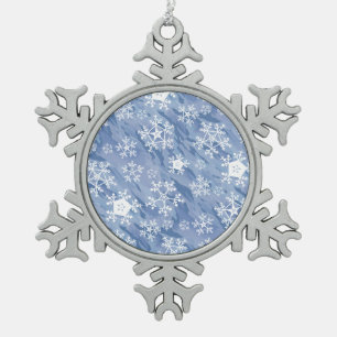 White Snowflakes Snowflake Pewter Christmas Ornament