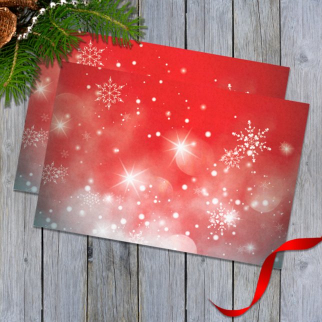 White Snowflakes Sparkles and Bokeh on Red  Tissue Paper (Creator Uploaded)