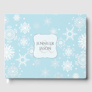 White Snowflakes Winter Wedding Guest Book