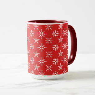 White Snowflakes with Red Background Custom Colour Mug