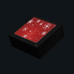 White Snowflakes with Red Background Gift Box<br><div class="desc">Merry Christmas celebration with this item. This design looks good on any product. ⭐PERSONALIZE this template with your artwork. ⭐EDIT it further to make more changes. ⭐TRANSFER this design to any product. Visit all my stores at bit.ly/SandyspiderStores (cut and paste).</div>