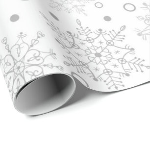 White Snowflakes Wrapping Paper