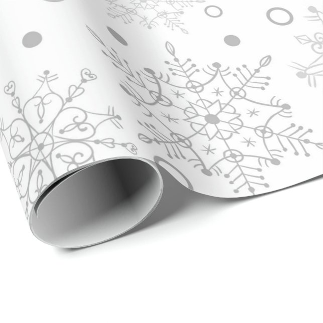 White Snowflakes Wrapping Paper (Roll Corner)
