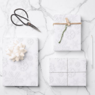 White Snowflakes Wrapping Paper Sheet