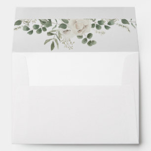 White Soft Floral & Eucalyptus 4 Envelope