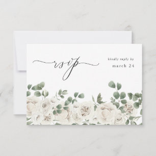 White Soft Floral & Eucalyptus w Meal RSVP Card