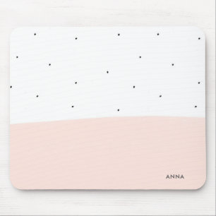 White & soft pink brushstrokes modern design mouse pad