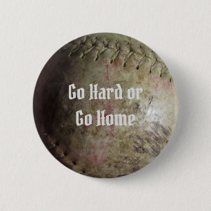 White Softball Image 6 Cm Round Badge