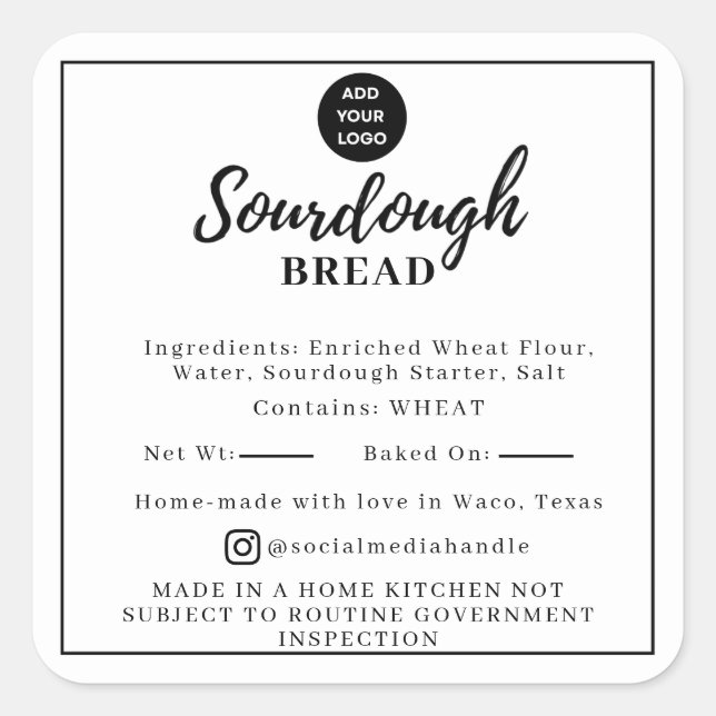 White Sourdough Ingredients Cottage Law Sticker (Front)
