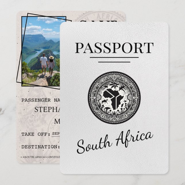 White South Africa Passport Save The Date (Front/Back)