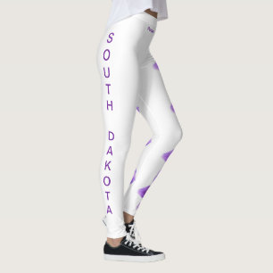 White South Dakota State Pasque Flower Leggings