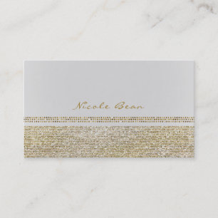 White & Sparking Gold Glam Bling Chic Elegant Business Card