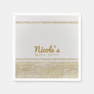 White & Sparking Gold Glam Chic Elegant Party Napkin