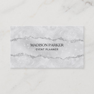 White Sparkle Glitter  Business Card