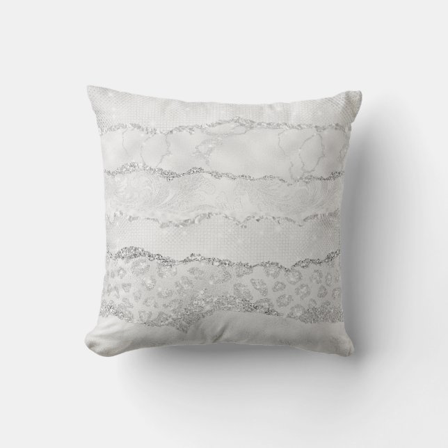 White Sparkle Glitter  Cushion (Front)
