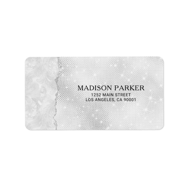 White Sparkle Glitter  Label (Front)