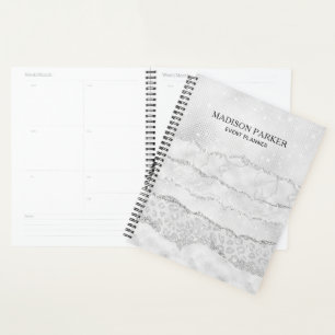 White Sparkle Glitter  Planner