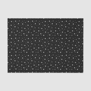 White Sparkling Stars on Black Tissue Paper