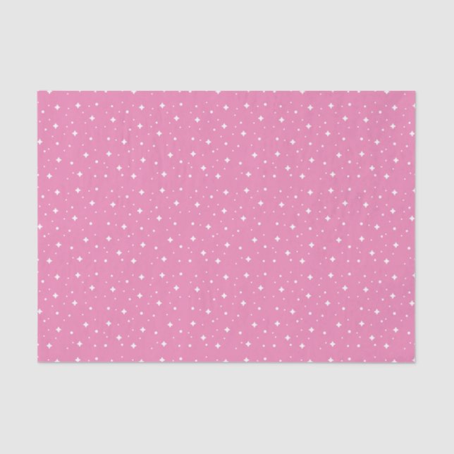 White Sparkling Stars on Pretty Pink Tissue Paper (Front)