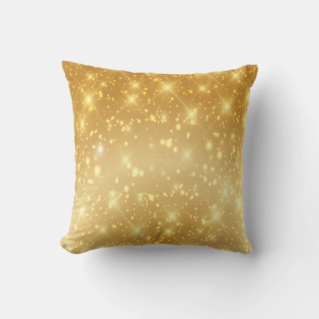 White Sparks Gold Background Cushion (Front)