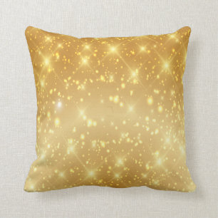 White Sparks Gold Background Cushion
