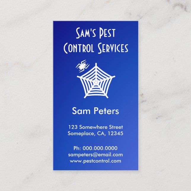 White Spider and Web Pest Control Custom Vertical Business Card (Front)