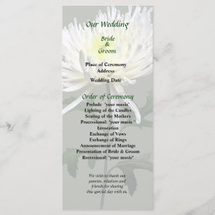 White Spider Mum Wedding Program