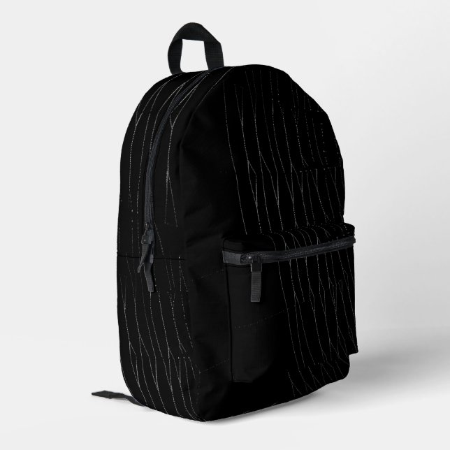 White Spiderweb Black Background Printed Backpack (Back Corner Left)