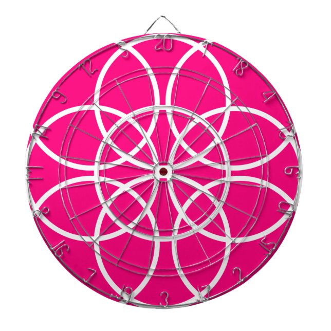 White Spiral Circles on Pink Dartboard (Front)