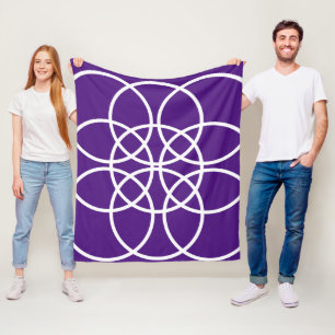 White Spiral Circles on Purple Fleece Blanket