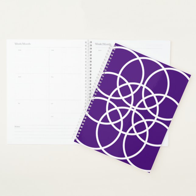 White Spiral Circles on Purple Planner (Display)