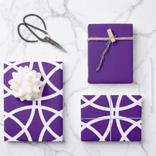 White Spiral Circles on Purple Wrapping Paper Sheet