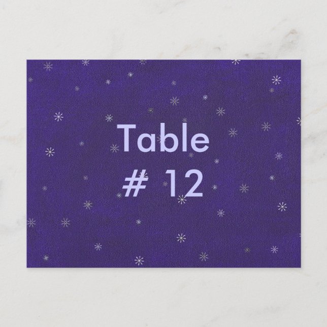 White spirals on blue, Table Number postcards (Front)