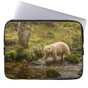 White Spirit Bear Hunts for fish on Riordan Creek Laptop Sleeve