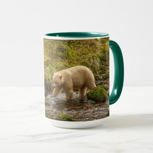 White Spirit Bear Hunts for fish on Riordan Creek Mug (Front Right)