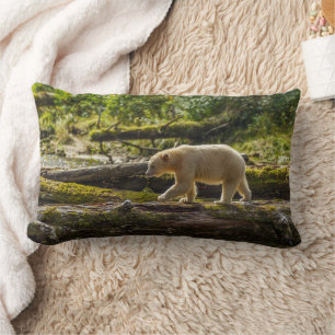 White Spirit Bear Hunts Lumbar Cushion